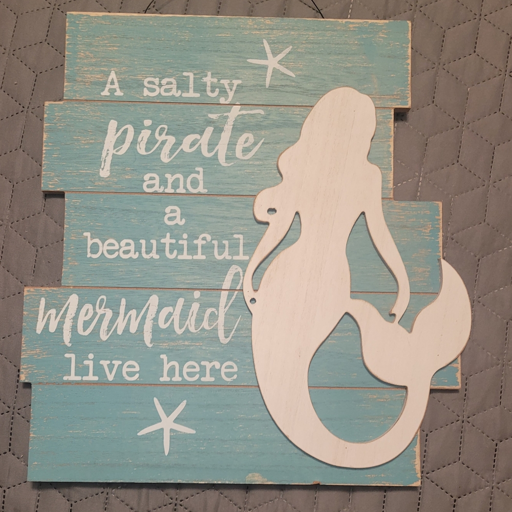 Mermaid and Pirate Wall Decor - Blue and White